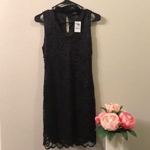 Charlotte Russe Black Lace V-Neck Choker Dress